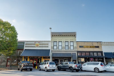 Historic Downtown Springdale street with older building elevations